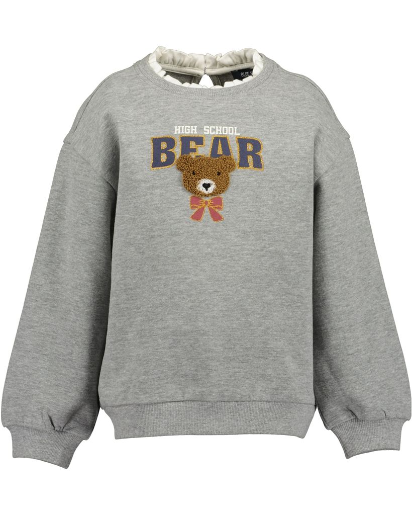 Blue Seven sweater met kraagje grijs beer