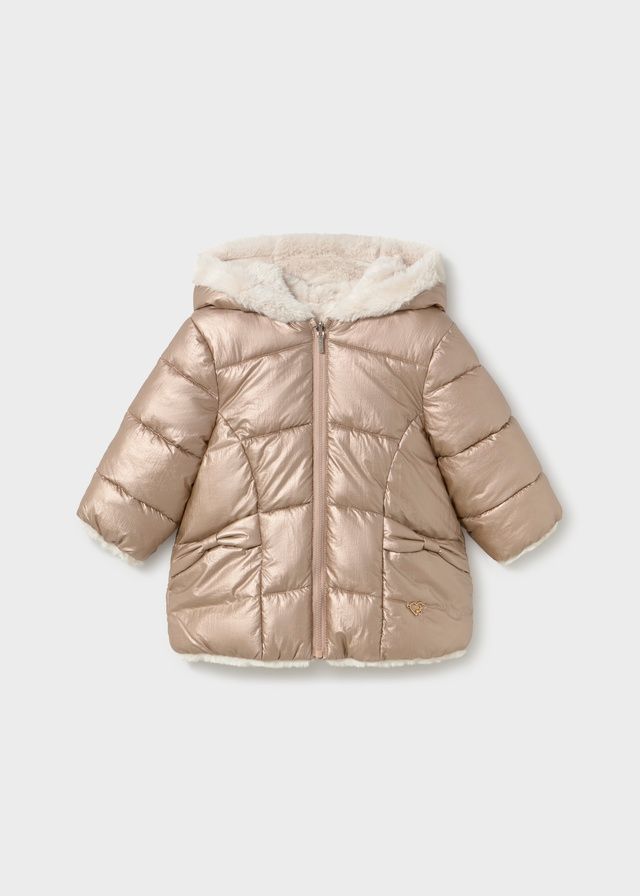 Mayoral reversible faux fur puffer jacket bronze