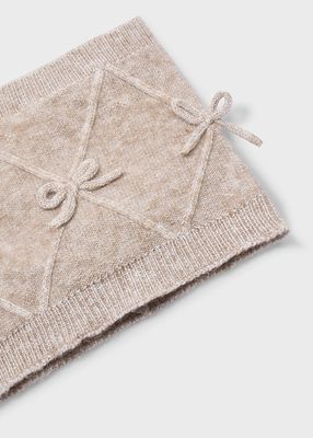Mayoral bow hat &amp;scarf set beige