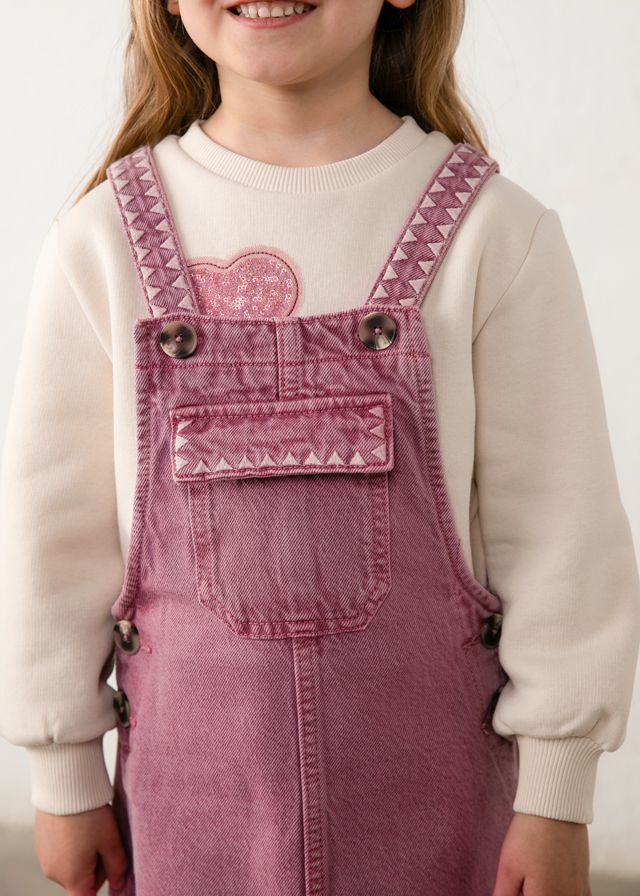 Mayoral embroidered overall dress grape