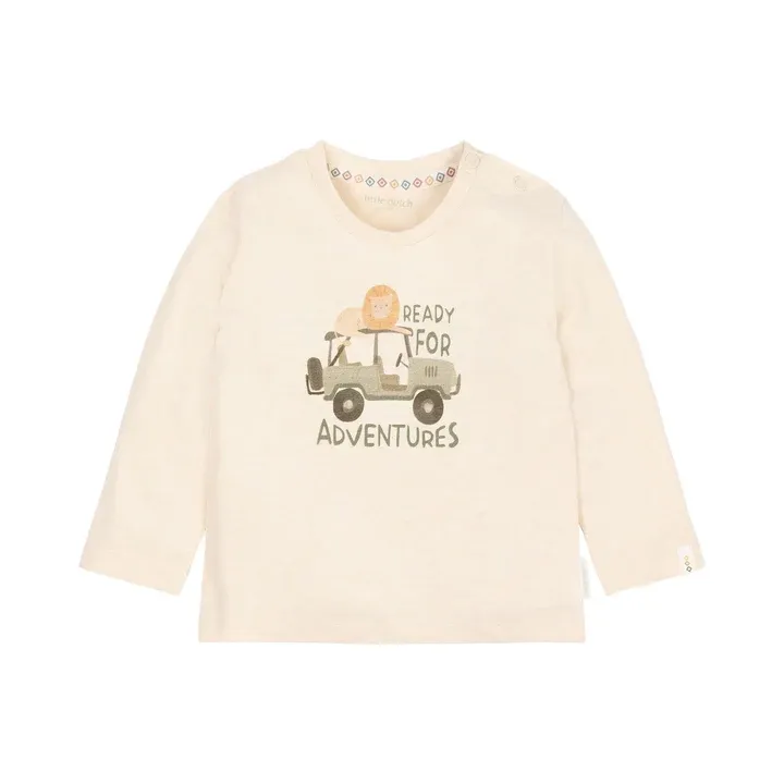 Little Dutch Shirt lange mouwen Beige met Safari auto