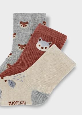 Mayoral Set of 3 baby animal socks