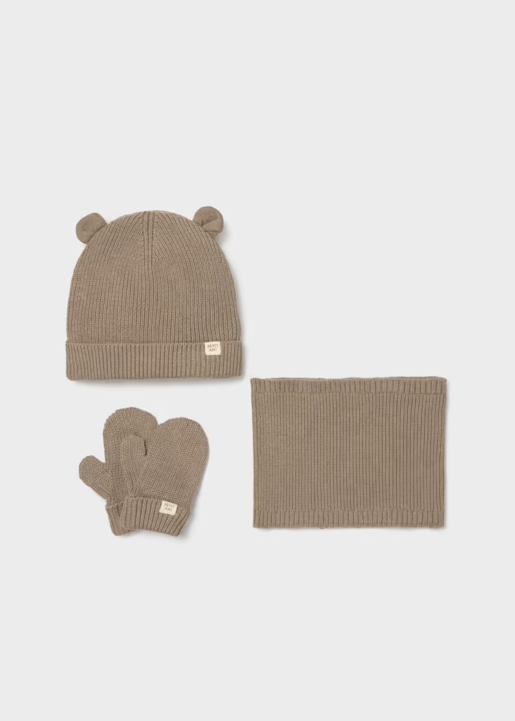 Mayoral 3-piece baby set with a closed-neck scarf