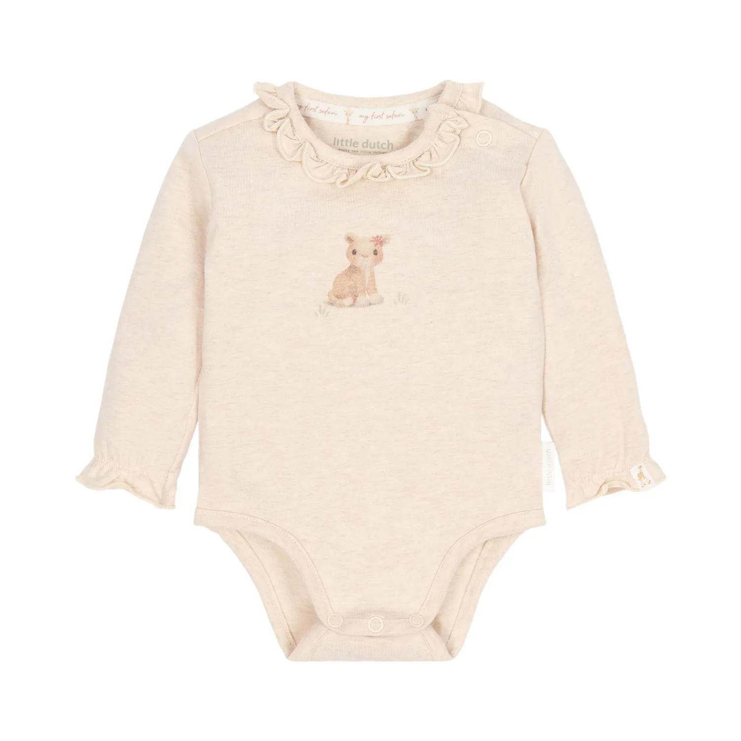 Little Dutch safari friends Romper lange mouw Beige met Ruches