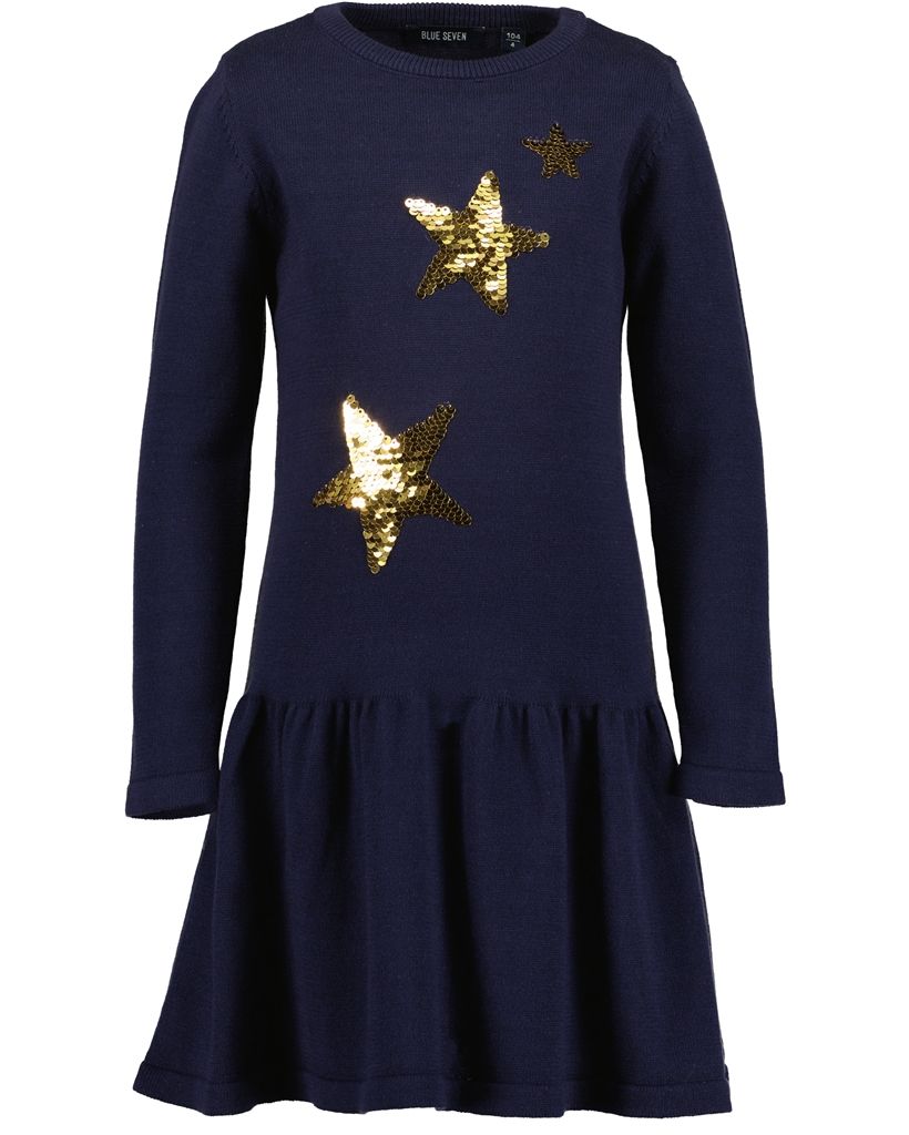 Blauw kleedje met gouden sterren