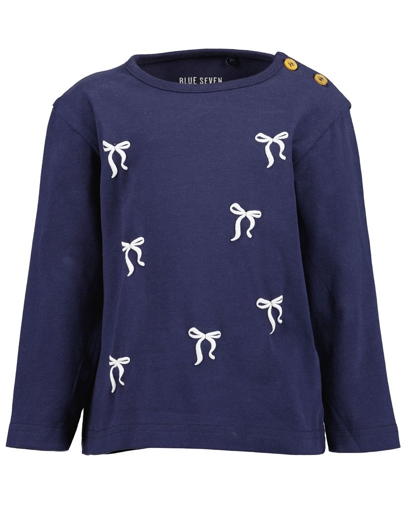 Blue Seven longsleeve donker blauw met witte strikjes