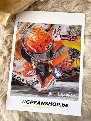 Zeer gedetailleerde MotoGP print Marc Marquez