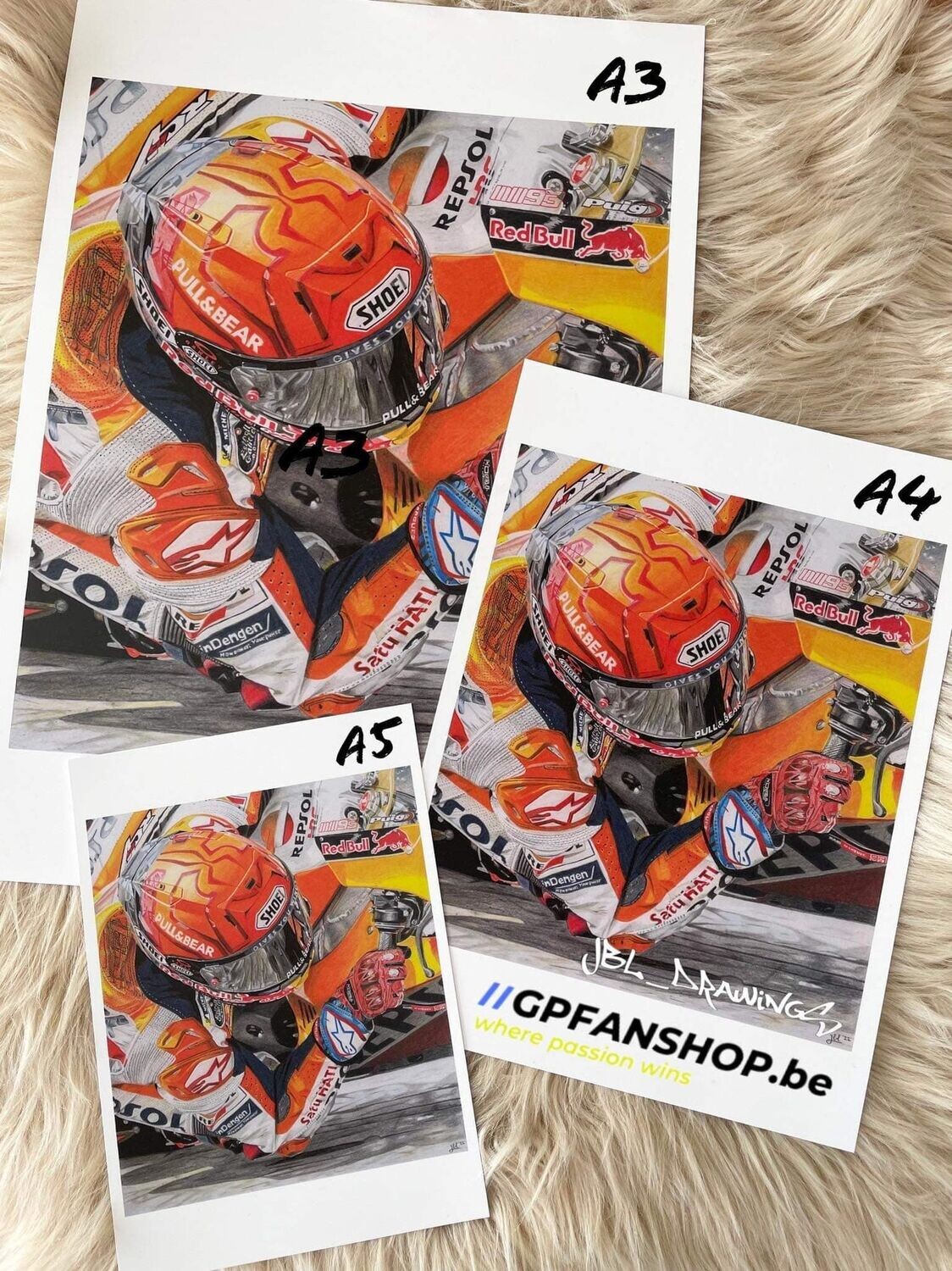 Zeer gedetailleerde MotoGP print Marc Marquez