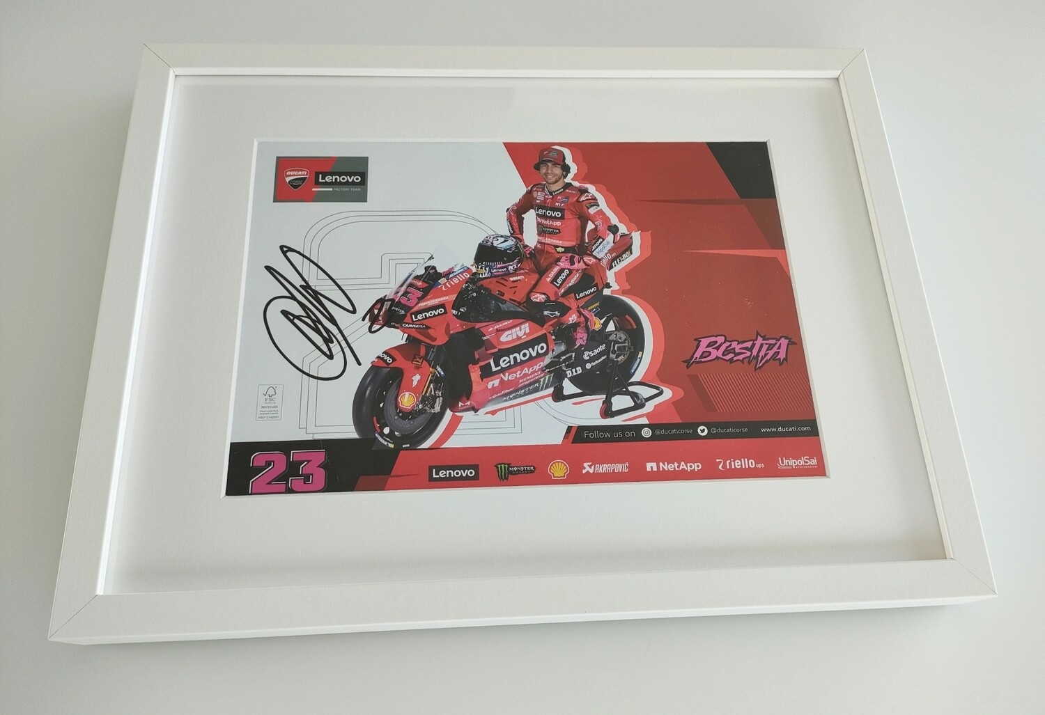 Poster Enea Bastianini incl. kader gesingeerd 