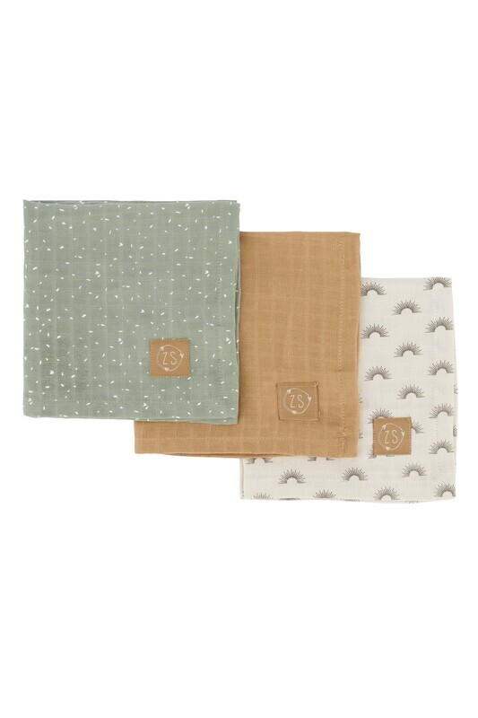 ZUSSS SET VAN 3 HYDROFIELE MONDDOEKJES 32X32CM