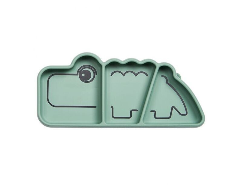 Siliconen stick &amp; stay snackbord - croco - groen
