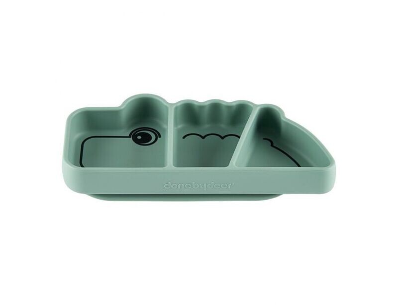 Siliconen stick &amp; stay snackbord - croco - groen