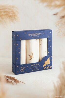 Nobodinoz Doos met 3 Baby Love mousseline • haiku