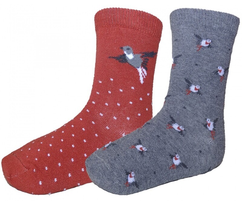 In Control 2 socks BIRDS rust/medium grey