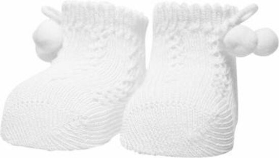 In Control FANCY newborn sokjes met JACQUARD/POMPOM in kleur white