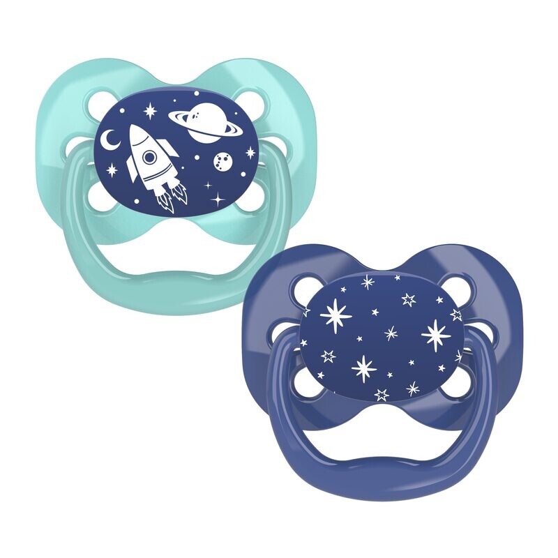 Dr. Brown&#39;s Symmetrische fopspeen fase 1 Blauw/groen 2-pack