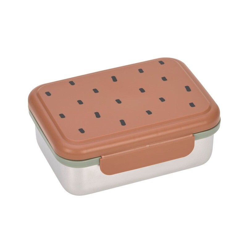 Lässig Lunchbox RVS, Happy Prints caramel