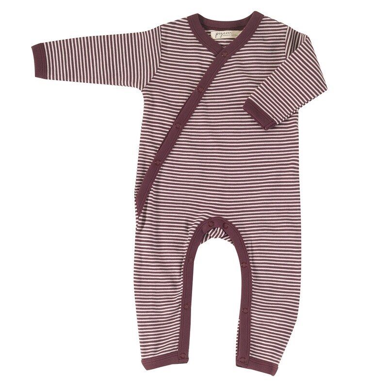 KIMONO PYJAMA - FINE STRIPE Rood- Licht paars - Licht Rose - Blauw