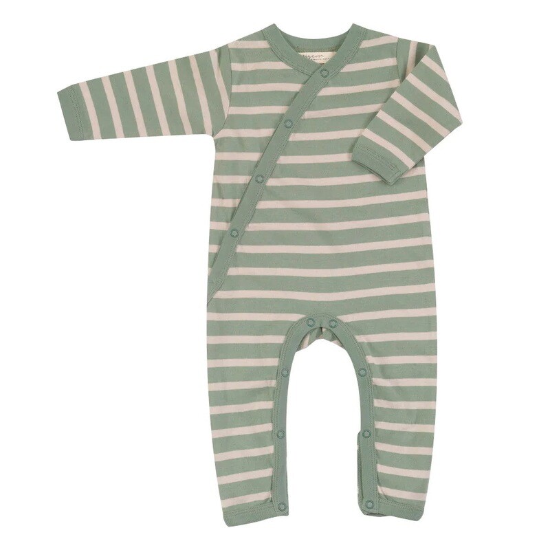 PIGEON KIMONO PYJAMA - BRETON STRIPE GREEN/STONE