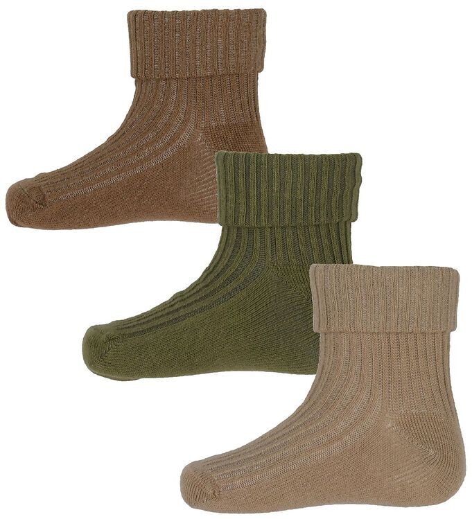 Minymo Sokken - 3-Pack - Rib - Gedroogde Kruiden