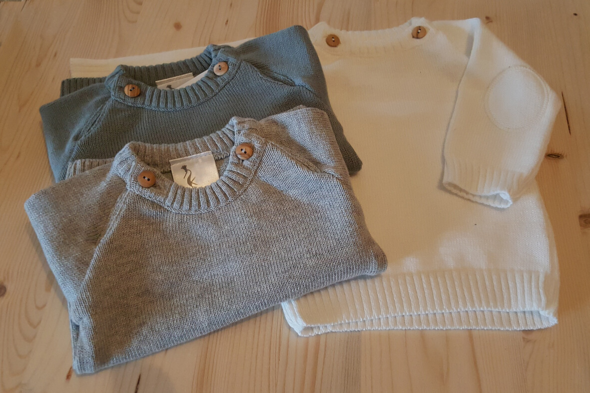 Klein Trui gebreden Wit, Grijs, Roos, Stoon green