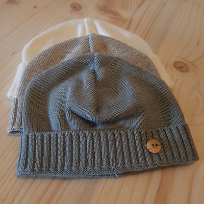 Klein muts met ribbelboord Natural wit, perzik pink, stone green, Grijs