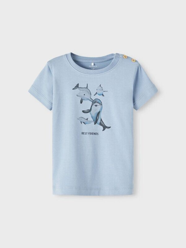 NAME IT PRINT T-SHIRT DOLFIJN  Wit of Blauw