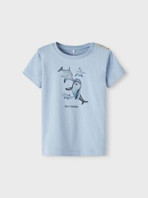 NAME IT PRINT T-SHIRT DOLFIJN Wit of Blauw