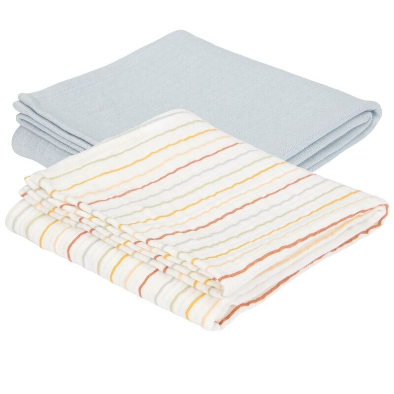 Swaddle doeken 70 x 70 Vintage Sunny Stripes/Pure Soft Blue