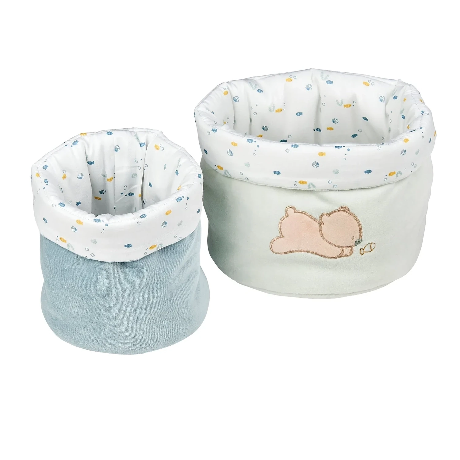 Nattou Set van 2 Opbergmandjes Romeo, Jules en Sally 20x20 cm Lichtgroen