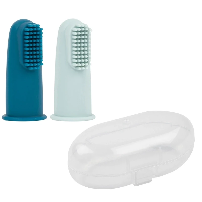 Nattou Set Baby Tandenborstels 2 Stuks Silicone Blauw