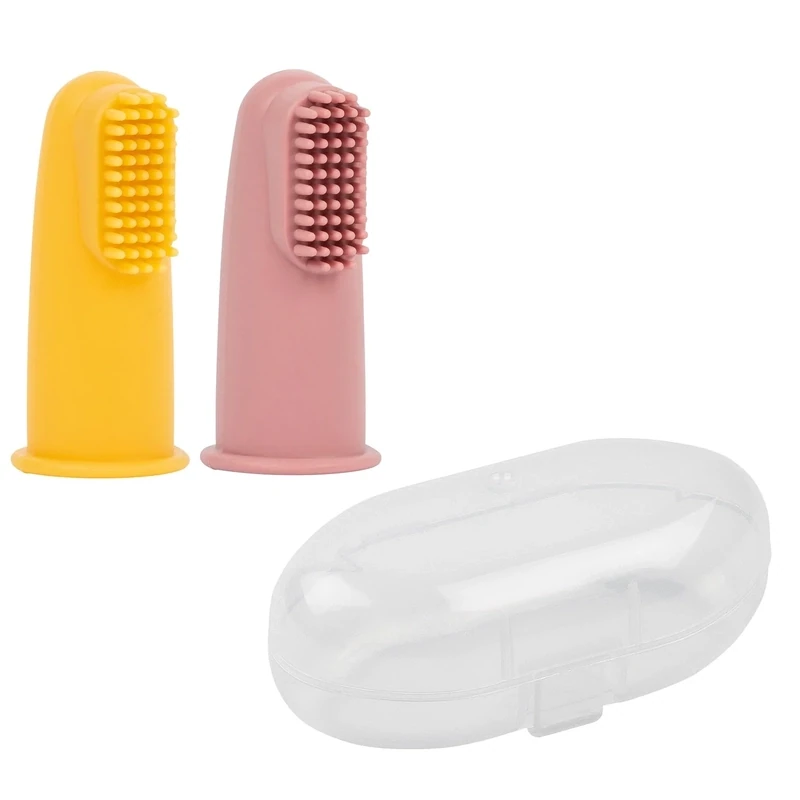 Nattou Set Baby Tandenborstels 2 Stuks Silicone Geel/Roze