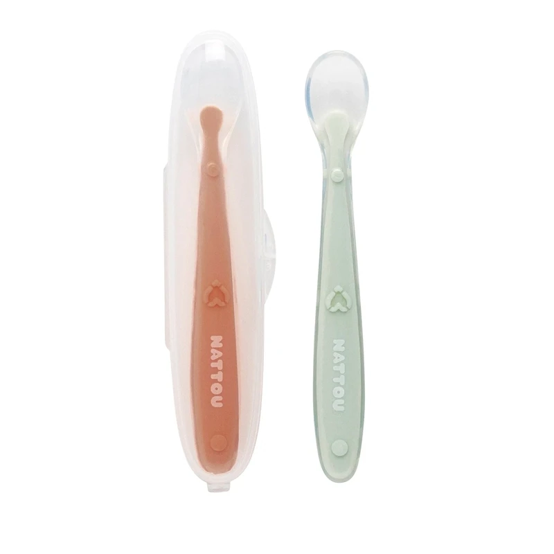 Nattou Lepels Set voor Kinderen Silicone 2 Stuks met Opbergdoosje