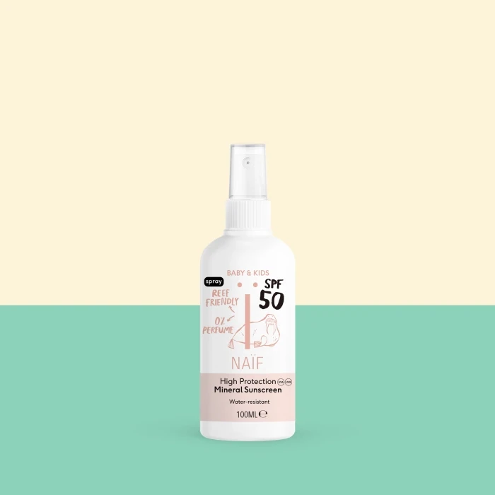 Naif Zonnebrand Spray 0% parfum voor Baby &amp; Kids Factor 50 100ML