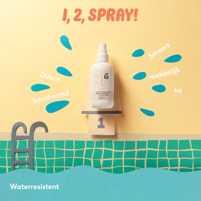 Naif Zonnebrand Spray 0% parfum voor Baby &amp; Kids Factor 50 100ML