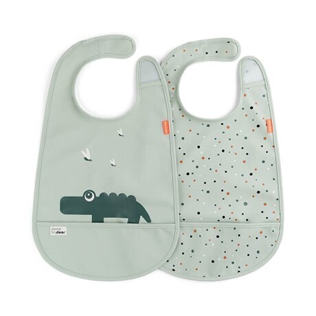 slabbetje met klittenband 2-pack - croco - groen