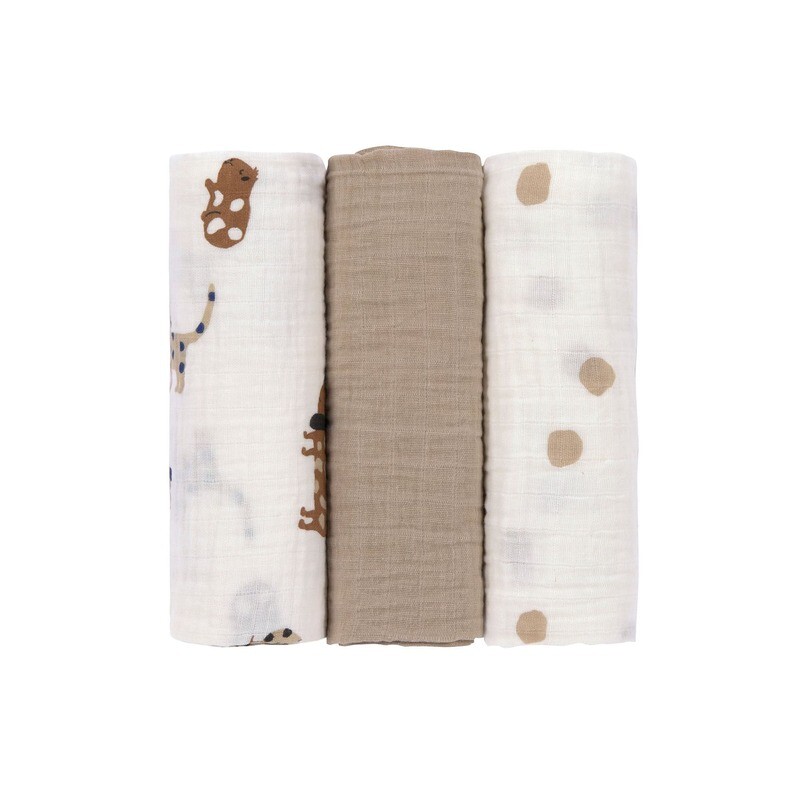 Lässig Swaddle &amp; Burp Blanket L (3st) - Little Mateys, koningsblauw