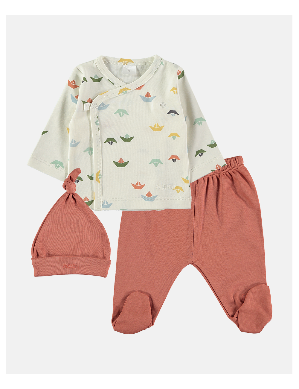 Petit Oh 3 delig Layette set Tricolor Bootjes Newborn