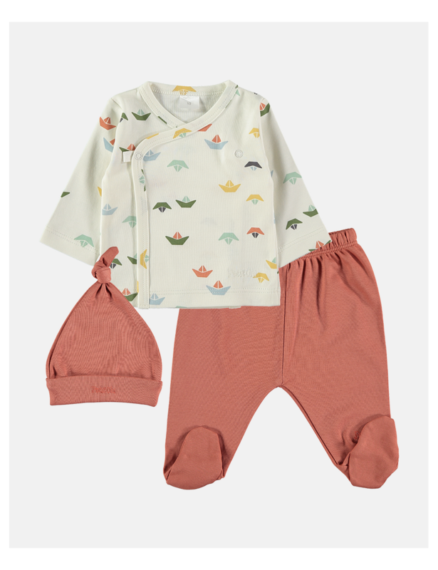 Petit Oh 3 delig Layette set Tricolor Bootjes Newborn
