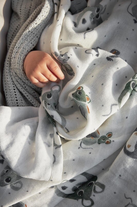 Elodie Hydrofiel Baby Deken Forest mouse (75x100cm)