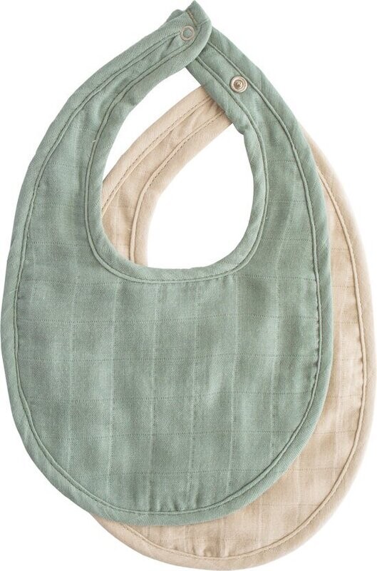 MUSHIE - MUSLIN BIB 2-PACK - ROMAN GREEN/FOG