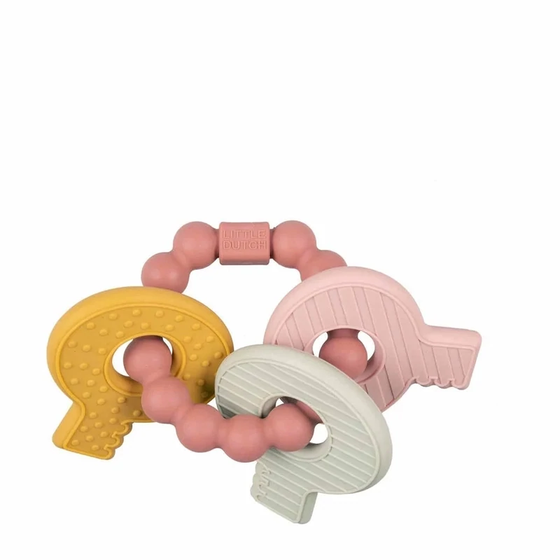 Bijtspeeltje sleutelbos roze