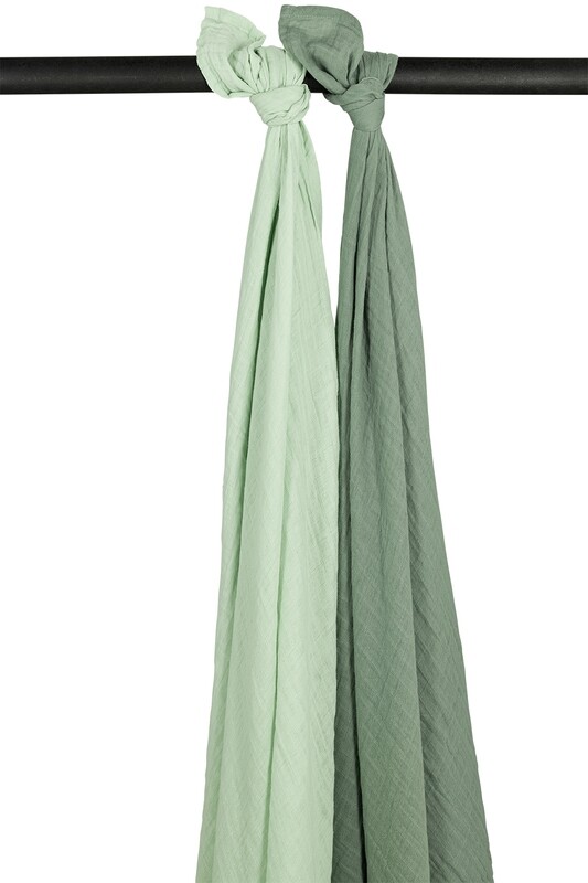 SWADDLE 2-PACK PRE-WASHED HYDROFIEL UNI - SOFT GREEN/FOREST GREEN - 120X120CM