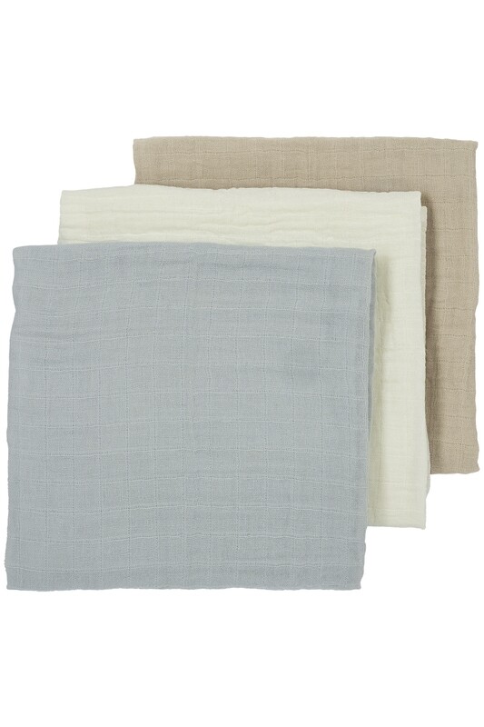 PRE-WASHED HYDROFIELE DOEKEN 3-PACK UNI - OFFWHITE/LIGHT GREY/SAND - 70X70CM