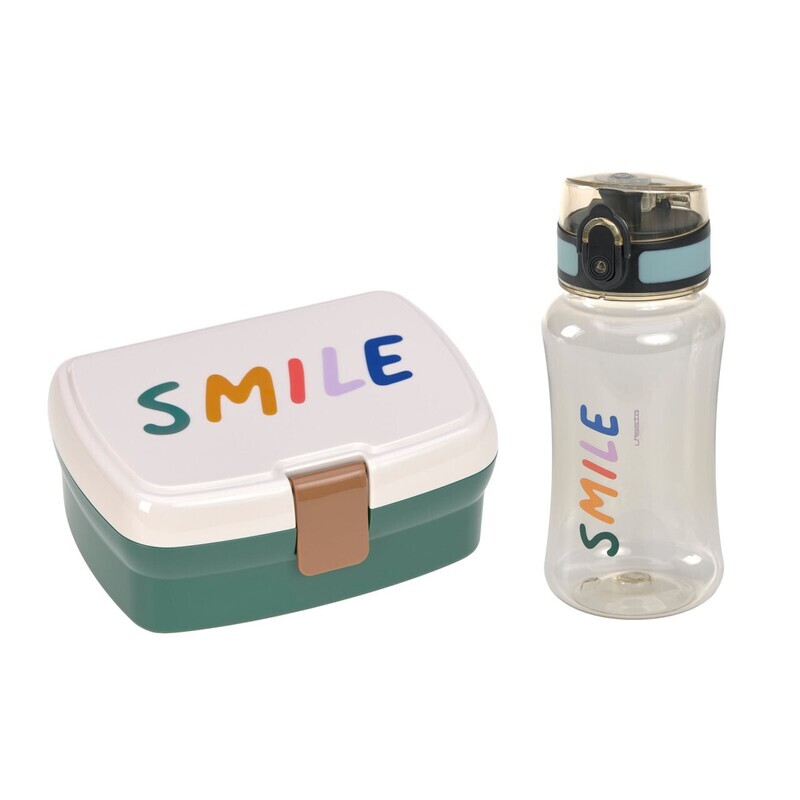 Lunchset (Lunchbox &amp; Drinkfles) - Little Gang, Smile Milky