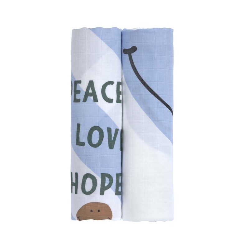 Hemels zachte Swaddle XL (2 stuks) - Happy Rascals, hemelsblauw
