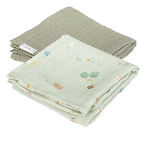 LITTLE FARM
Swaddle doeken set hydrofiel 70 x 70 Little Farm / Olive