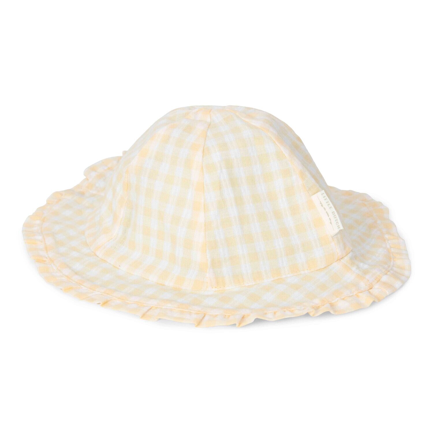 Little Dutch Reversible zonnehoedje Sea Green / Sunshine Checks