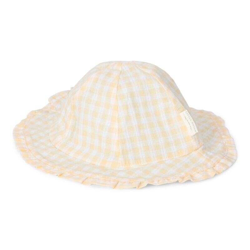 Little Dutch Reversible zonnehoedje Sea Green / Sunshine Checks