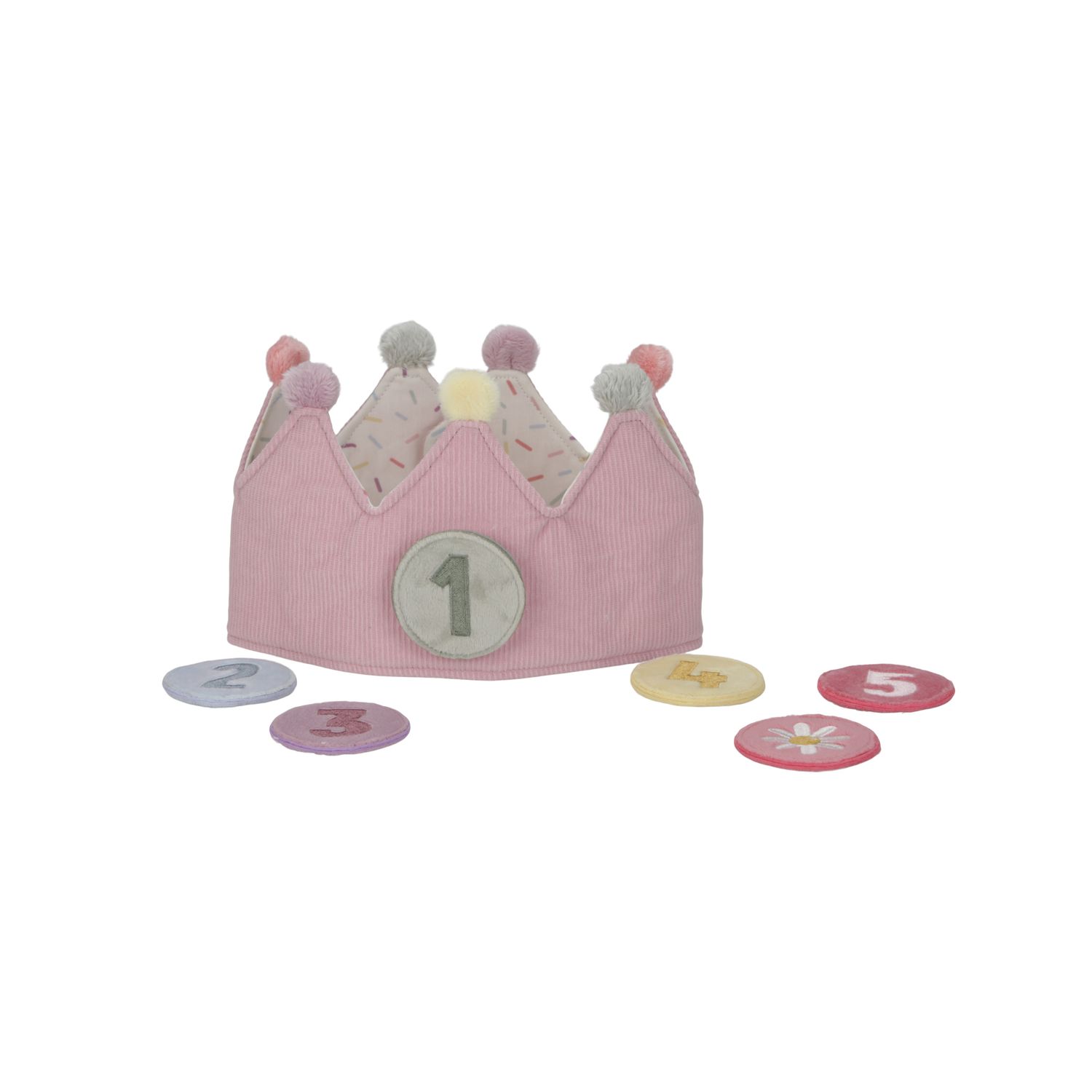 Little Dutch Verjaardagskroon van stof met cijfers roze